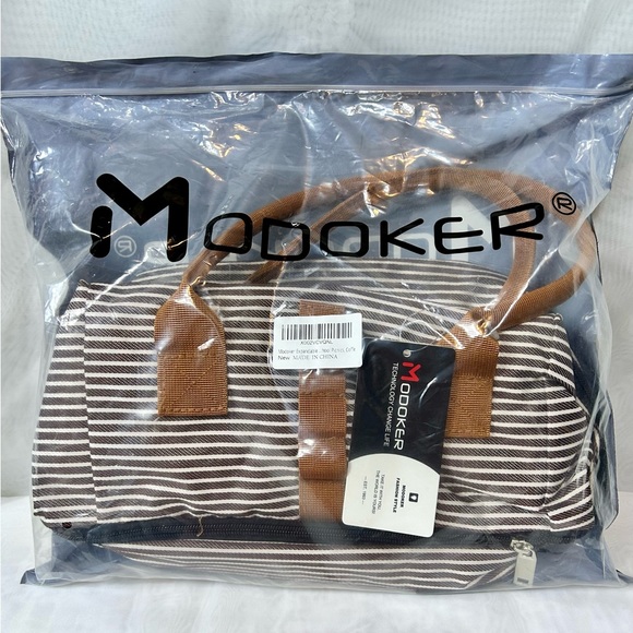 New Brown and White Modoker Expandable Leakproof Lunch Bag - Picture 3 of 9